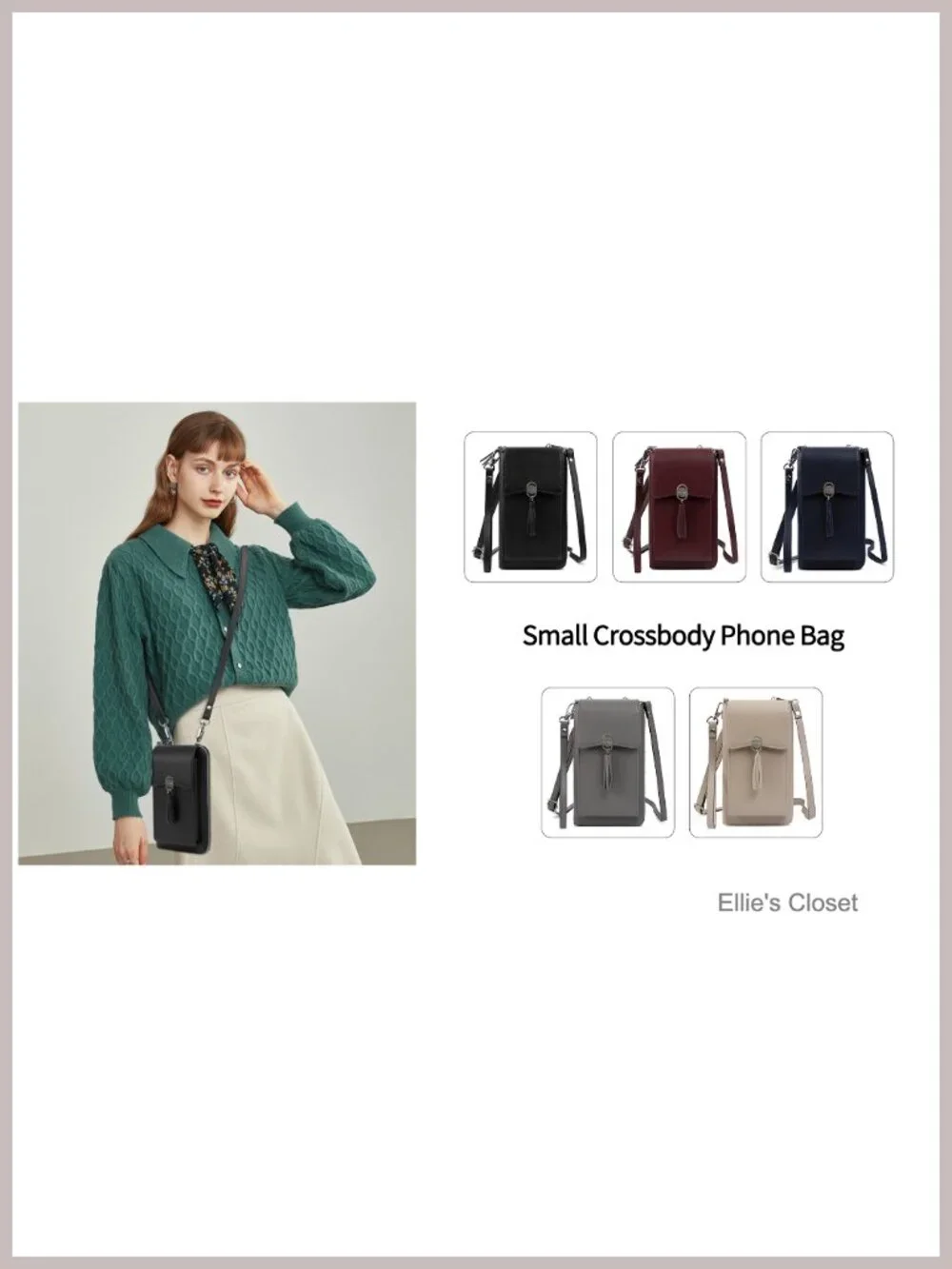 Small Vegan Leather Crossbody Purse with RFID Blocking, Adjustable Strap